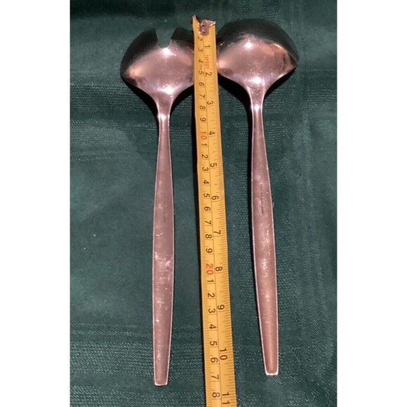 Vintage MCM Stainless Steel Floral Pattern Severing Folk & Spoon Set Japan - Picture 7 of 13